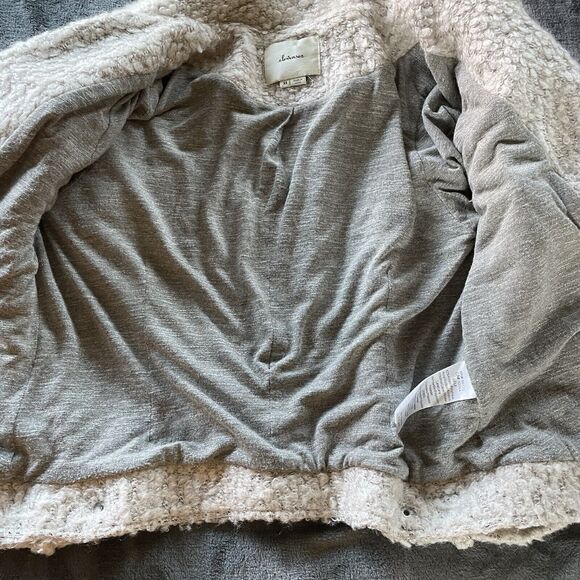 Anthropologie Elevenses Northland  Moto Jacket Womens XS Beige Boucle Knit - Picture 11 of 11